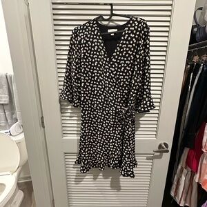 LOFT Black and White Floral Mini Dress